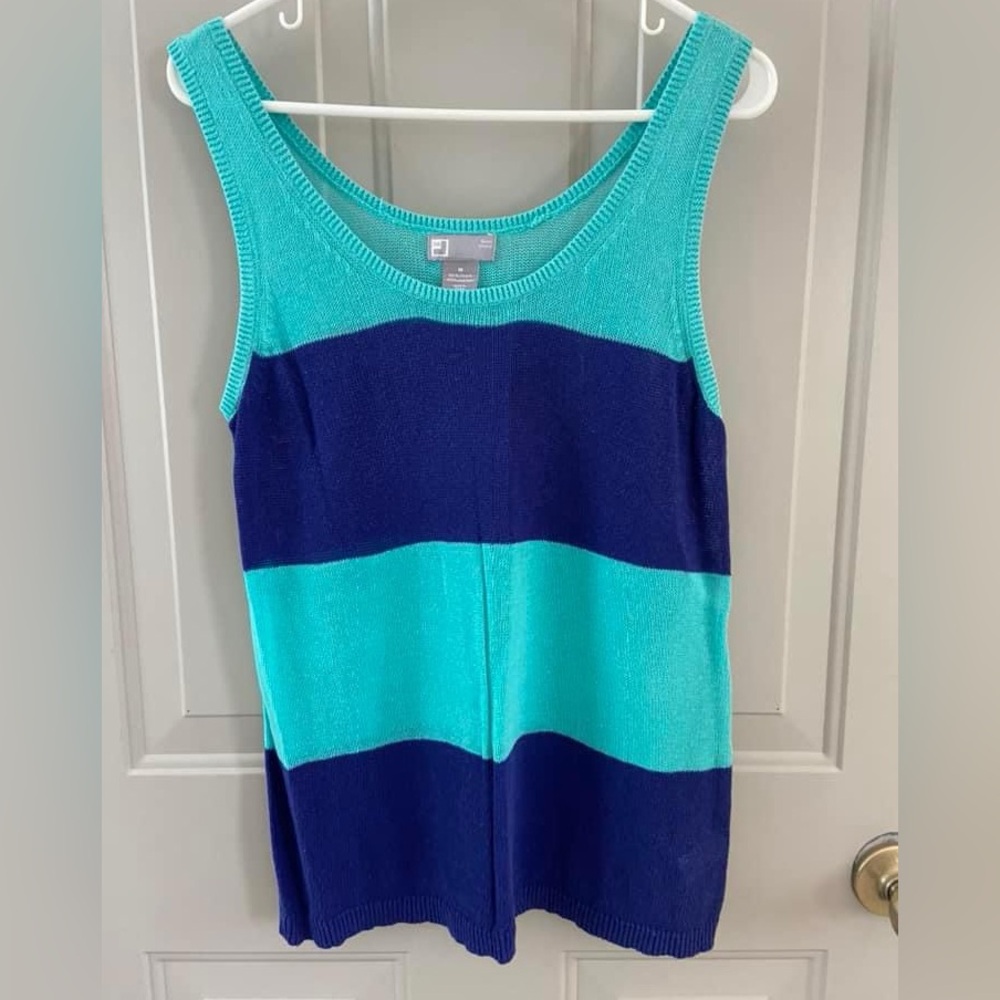 Vibrant Blue and Teal Striped Tank Top